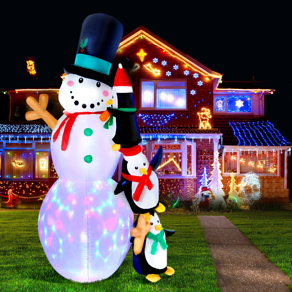 Jingle JollysChristmas Inflatable Snowman 2.4M Xmas Lights Outdoor Decorations-Occasions > Christmas-PEROZ Accessories