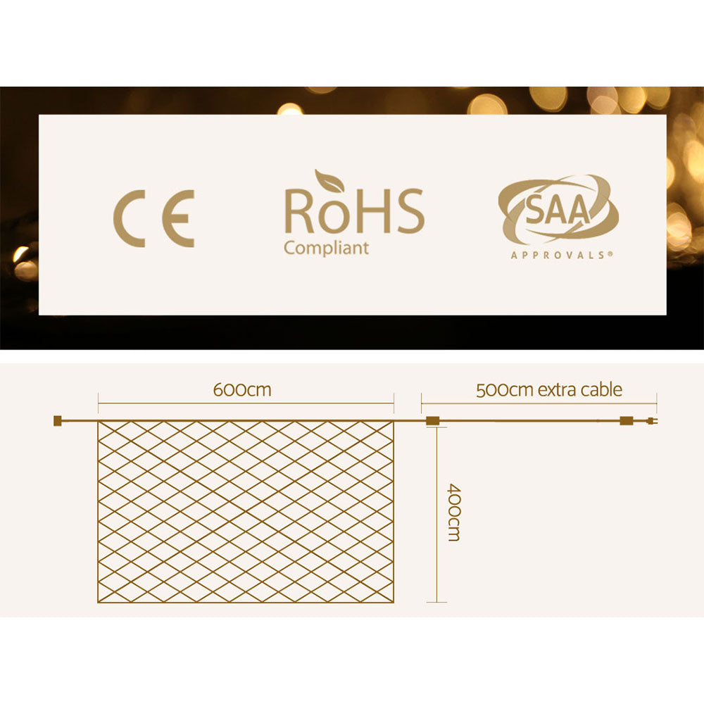 Jingle Jollys 4mx6m Christmas Net Mesh Lights 1000LED String Fairy Party Wedding-Occasions > Christmas-PEROZ Accessories