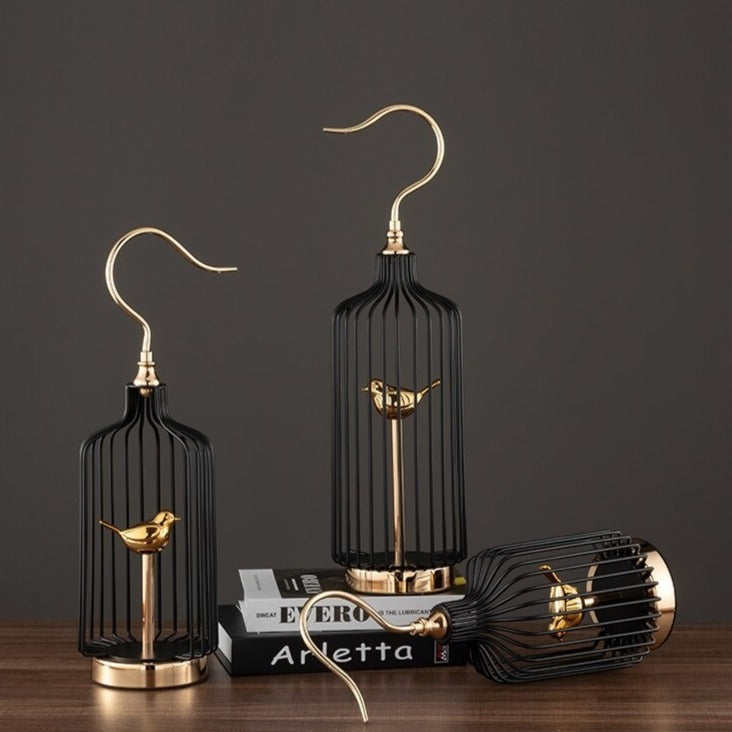 Anyhouz 47cm Golder Handle Birdcage Tabletop Home Decor Modern Art Living Room Display House Decorative Crafts Metal Ornaments-Tabletop Decor-PEROZ Accessories