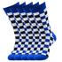 Anysox 5 Pairs Size 5-14 Fashion Socks Novelty Skateboard Squares Black and White Pattern Cotton for Women Blue-Socks-PEROZ Accessories