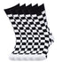 Anysox 5 Pairs Size 5-14 Fashion Socks Novelty Skateboard Squares Black and White Pattern Cotton for Women White-Socks-PEROZ Accessories
