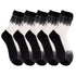 Anysox 5 Pairs Size 5-9 Fashion Socks Summer Lace Embroidery Breathable Silk Transparent Glass Crystal Stretch for Women Black-Socks-PEROZ Accessories