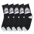 Anysox 5 Pairs Size 4-9 Black Sports Socks Long Casual Shark Print Hip-hop breathable Unisex Skateboard Knitted Casual Sports Fashion-Socks-PEROZ Accessories