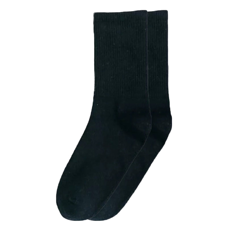 Anysox 5 Pairs Black Size 4-10 Sports Socks Solid Colors Cotton Skateboard Knitted Casual Unisex-Socks-PEROZ Accessories