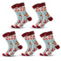 Anysox 5 Pairs Red and Light Blue Size 5-13 Socks Crystal Silk Tide Winter Holiday Plus Snowflake Stocking Comfortable To Wear-Socks-PEROZ Accessories