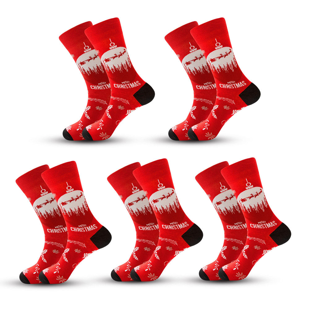 Anysox 5 Pairs Red Size 5-13 Socks Crystal Silk Tide Winter Holiday Design Plus Snowflake Stocking Comfortable To Wear-Socks-PEROZ Accessories