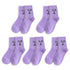 Anysox 5 Pairs One Size 5-9 Purple Unisex Wacky Expressions Style Trend Surprise Socks With Candy Colors Funny, Kawaii, Happy Girls Socks For Women-Socks-PEROZ Accessories