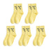 Anysox 5 Pairs One Size 5-9 Yellow Unisex Wacky Expressions Style Trend Surprise Socks With Candy Colors Funny, Kawaii, Happy Girls Socks For Women-Socks-PEROZ Accessories