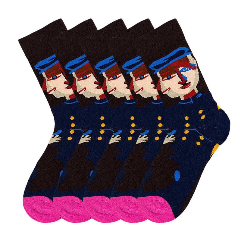 Anysox 5 Pairs Size 5-9 Fashion Socks Combed Cotton Art Abstract Soldiers Oil Painting Novelty Happy Funny Christmas Gift for Women-Socks-PEROZ Accessories