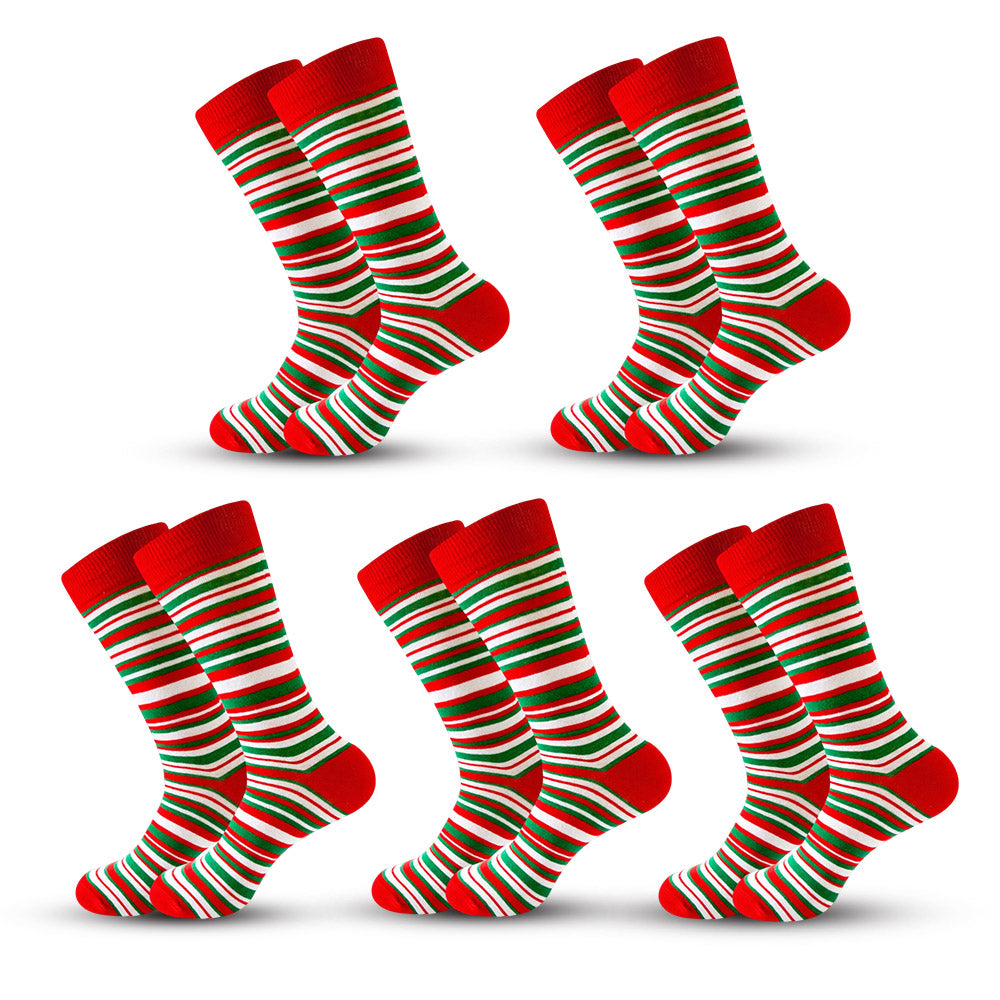 Anysox 5 Pairs Spiral Red Size 5-13 Socks Crystal Silk Tide Winter Holiday Design Plus Snowflake Stocking Comfortable To Wear Perfect For Women-Socks-PEROZ Accessories