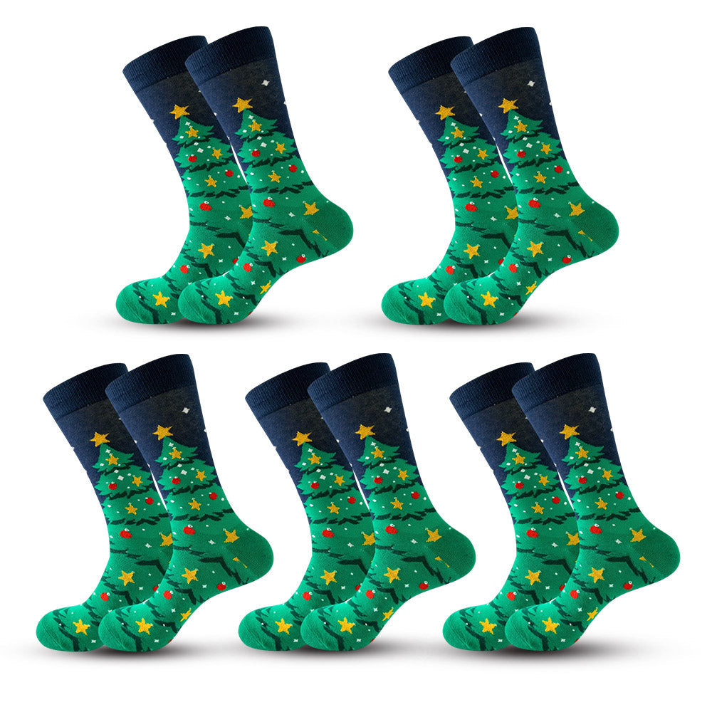 Anysox 5 Pairs Green Blue Size 5-13 Socks Crystal Silk Tide Winter Holiday Design Plus Snowflake Stocking Comfortable To Wear Perfect For Women-Socks-PEROZ Accessories