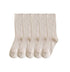 Anysox 5 Pairs One Size 36-43 Beige Retro Long Knitted Socks Cotton Autumn Winter Solid Color Women Student Girls-Socks-PEROZ Accessories
