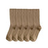 Anysox 5 Pairs One Size 36-43 Khaki Retro Long Knitted Socks Cotton Autumn Winter Solid Color Women Student Girls-Socks-PEROZ Accessories