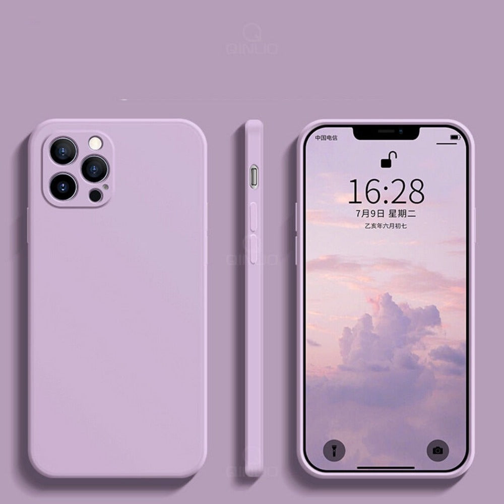 Anymob iPhone Purple Fashion Square Silicone Phone Case For IOS Full Lens Protection Cover iPhone Compatible-Mobile Phone Cases-PEROZ Accessories