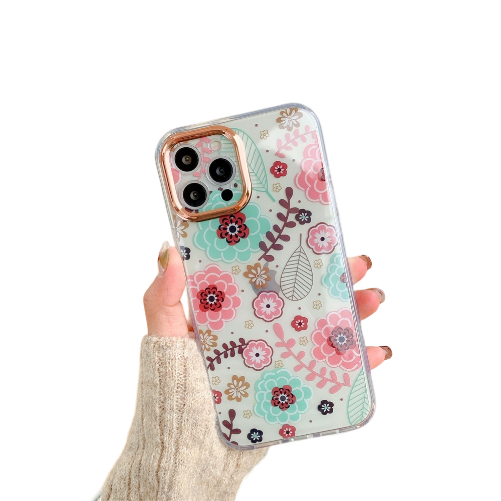 Anymob iPhone Case Red Plating Flowers Case Transparent Acrylic Bumper Back Cover-Mobile Phone Cases-PEROZ Accessories