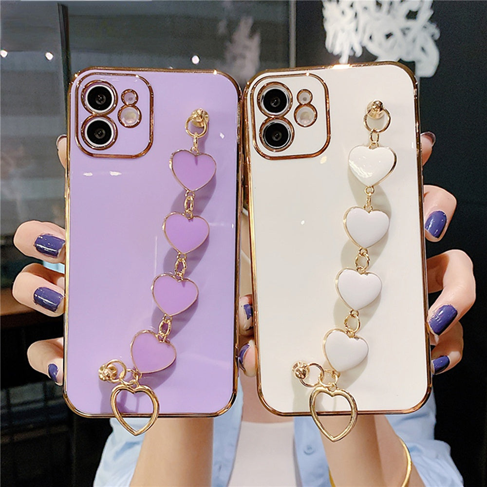 Anymob iPhone Case Pink Soft Silicone Bracelet Camera Protection Cover With Wristband-Mobile Phone Cases-PEROZ Accessories