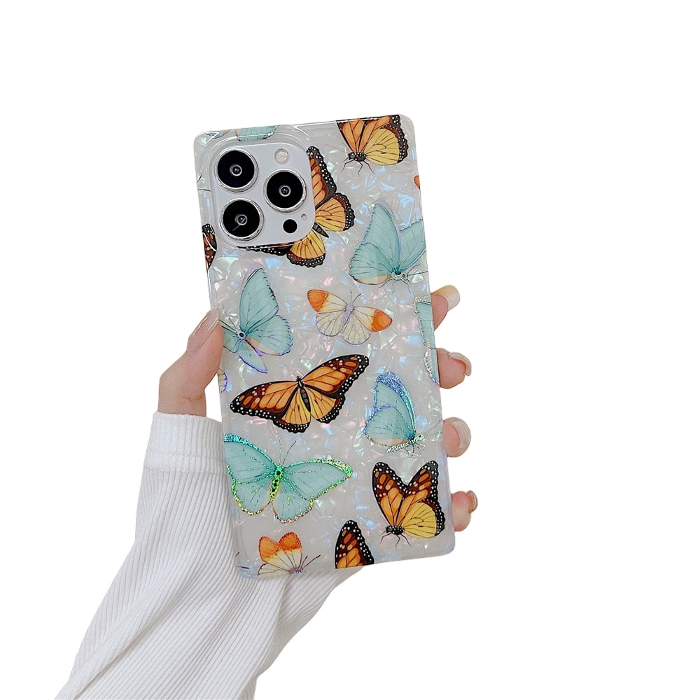 Anymob iPhone Blue Shining Dream Case With Butterfly Shell Phone Cover-Mobile Phone Cases-PEROZ Accessories