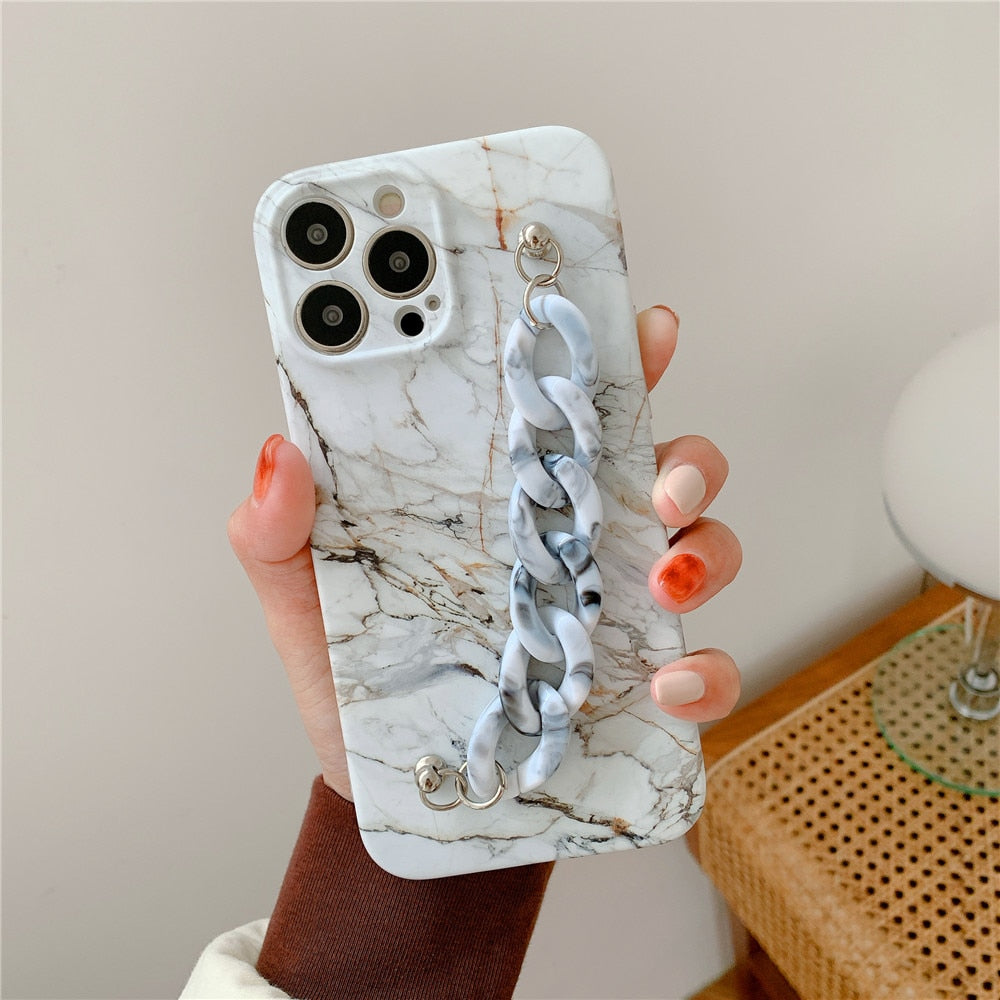 Anymob iPhone Case Off White Marble Bracelet Soft Silicon Chain Bumper Cover-Mobile Phone Cases-PEROZ Accessories