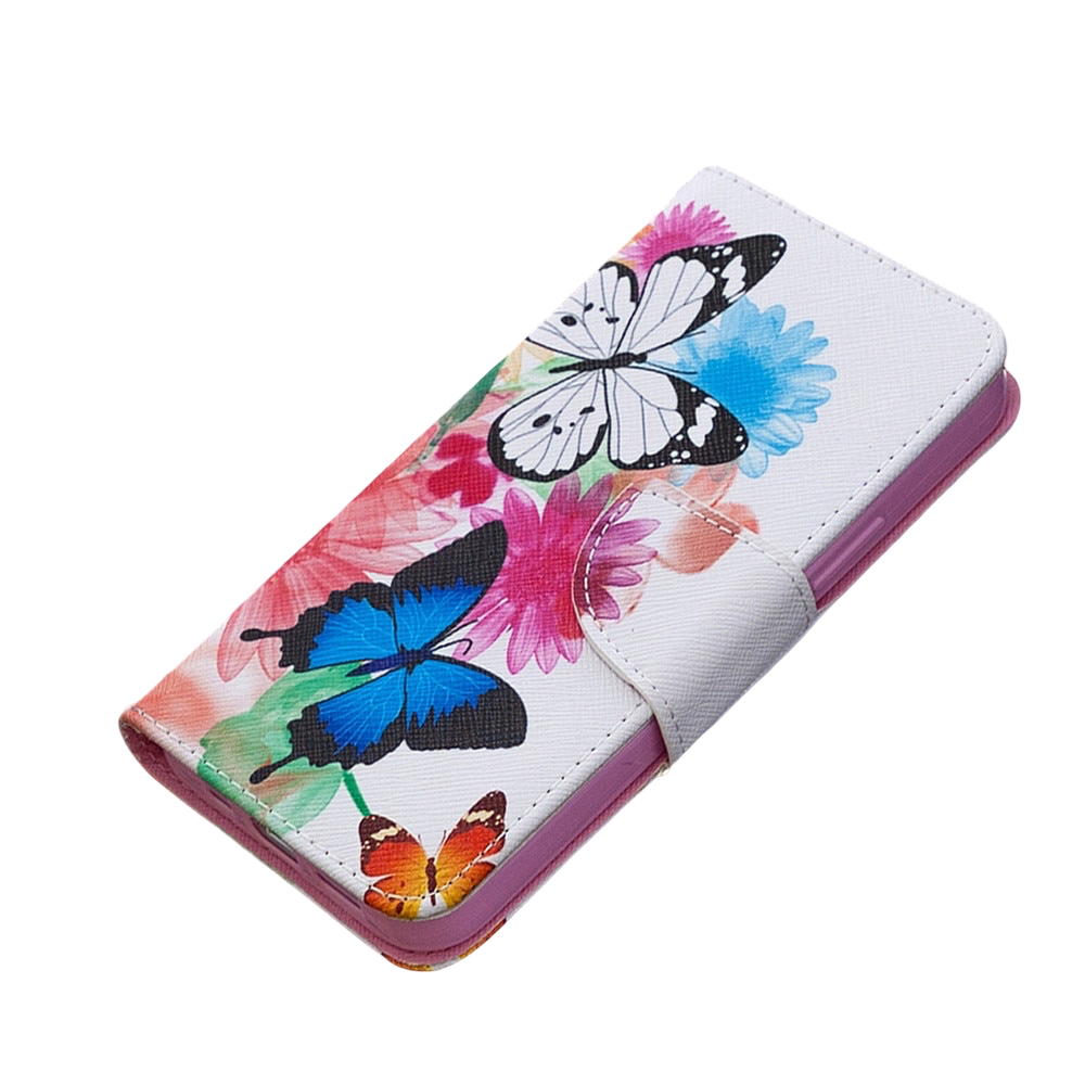 Anymob iPhone Case White with Colorful Butterfly Flip Cover Fashion Painted Wallet Leather Bag Shell-Mobile Phone Cases-PEROZ Accessories