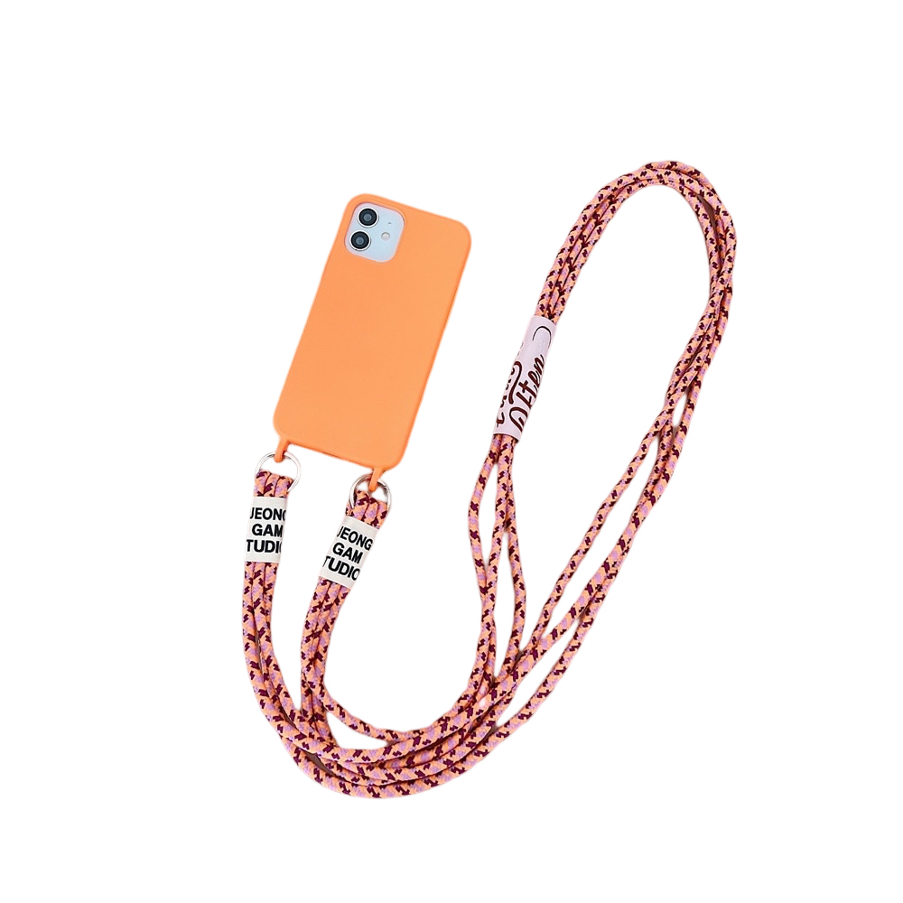 Anymob iPhone Case Orange Crossbody Necklace Lanyard Strap Rope Cord Soft Silicone Cover-Mobile Phone Cases-PEROZ Accessories