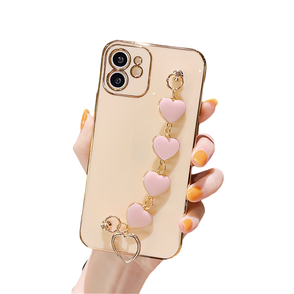 Anymob iPhone Case Light Pink Soft Silicone Bracelet Camera Protection Cover With Wristband-Mobile Phone Cases-PEROZ Accessories