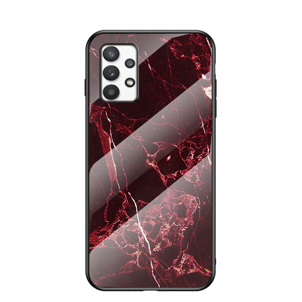 Anymob Samsung Maroon Marble Pattern Case Shockproof Glass Phone Cover-Mobile Phone Cases-PEROZ Accessories