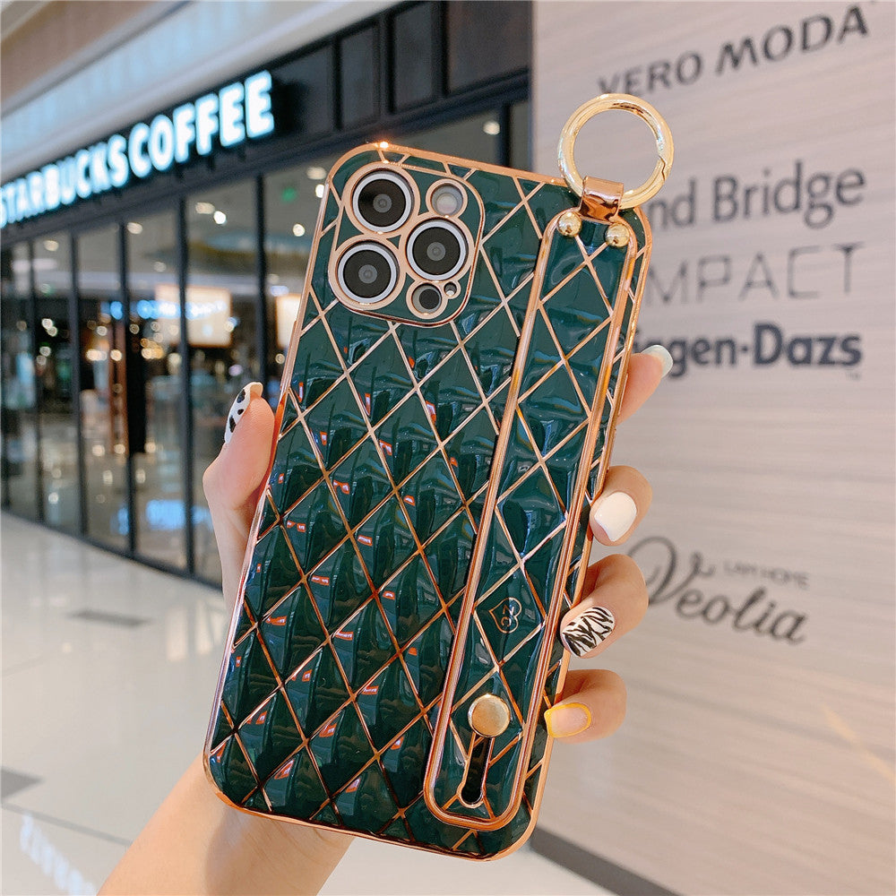 Anymob iPhone Case Green Electroplated Wrist Band Bracket Bumper Back Cover-Mobile Phone Cases-PEROZ Accessories