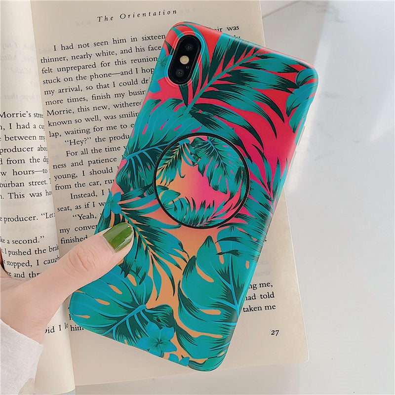 Anymob iPhone Case Blue Holder Stand Silicone Phone Back Cover-Mobile Phone Cases-PEROZ Accessories