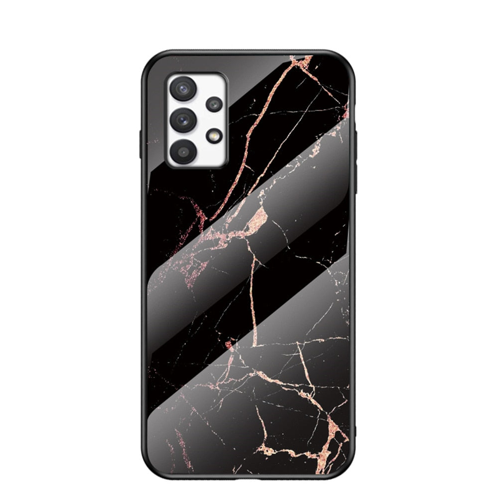 Anymob Samsung Black And Red Crack Marble Pattern Case Shockproof Glass Phone Cover-Mobile Phone Cases-PEROZ Accessories