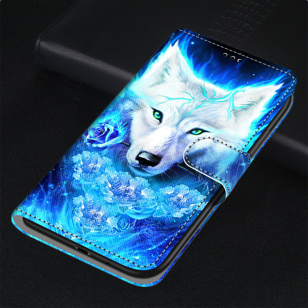 Anymob iPhone Case Fashion Magnetic Flip Blue Wolf Painting Leather Cover-Mobile Phone Cases-PEROZ Accessories