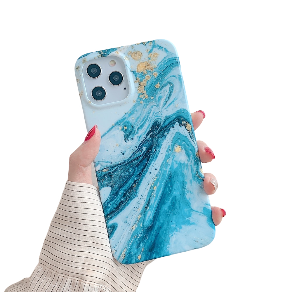Anymob iPhone Case Sky Blue Gradual Color Matte Marble Soft Silicone Back Cover-Mobile Phone Cases-PEROZ Accessories