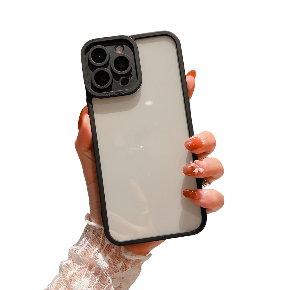 Anymob iPhone Case Black Camera Protection Shockproof Transparent Solid Color Frame Soft Cover Bumper-Mobile Phone Cases-PEROZ Accessories
