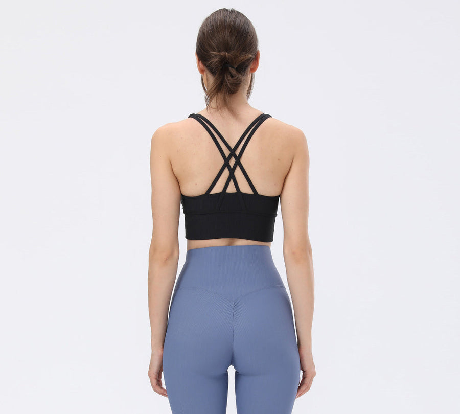 TARRAMARRA Criss-cross Back Flow Ribbed Sports Bra-Bras-PEROZ Accessories
