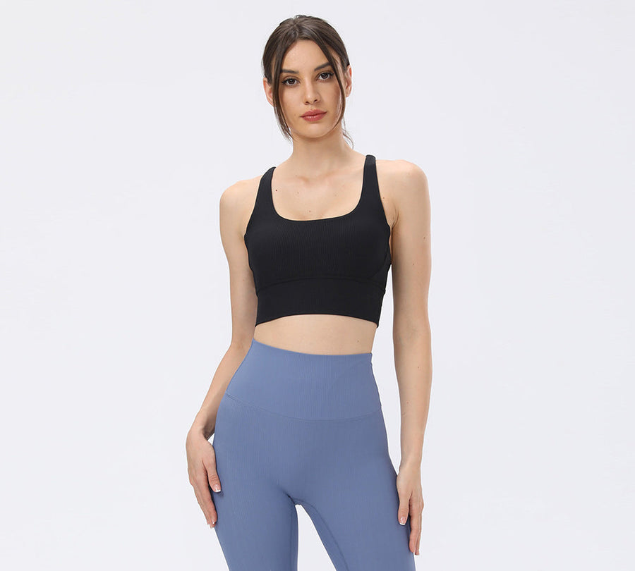 TARRAMARRA Criss-cross Back Flow Ribbed Sports Bra-Bras-PEROZ Accessories