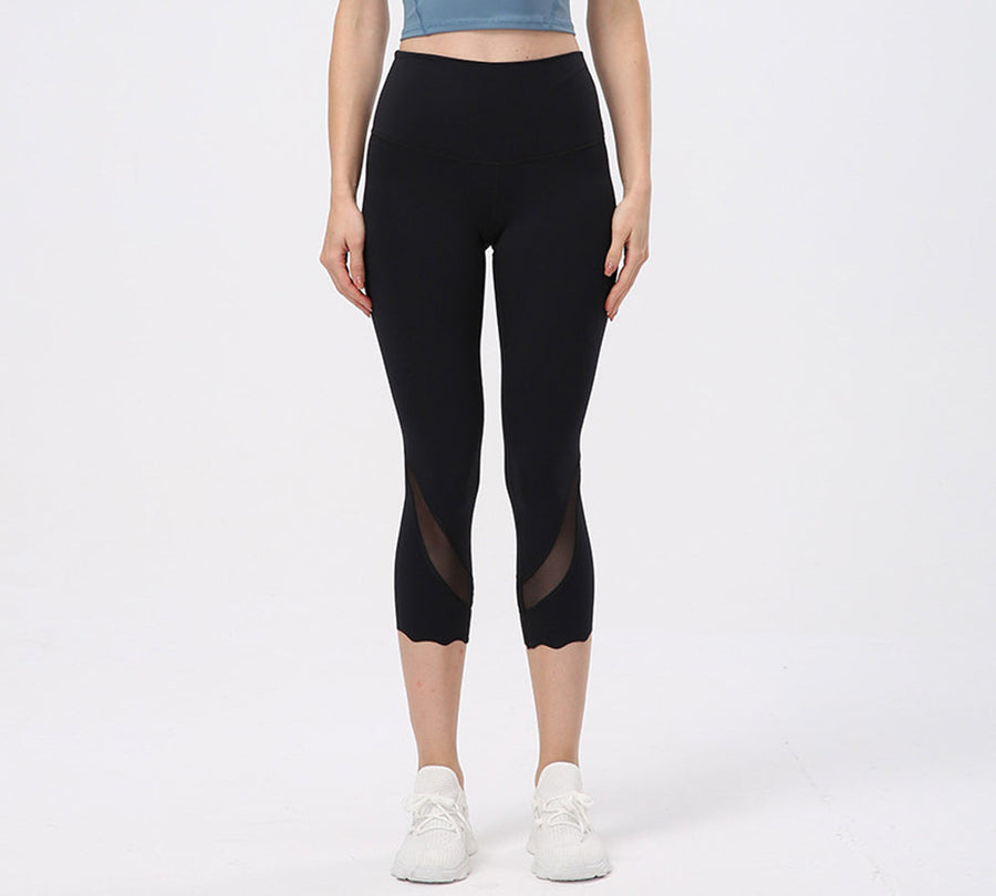 TARRAMARRA High-Rise Scalloped Hem 7/8 Crop Flow Active Legging-Leggings-PEROZ Accessories