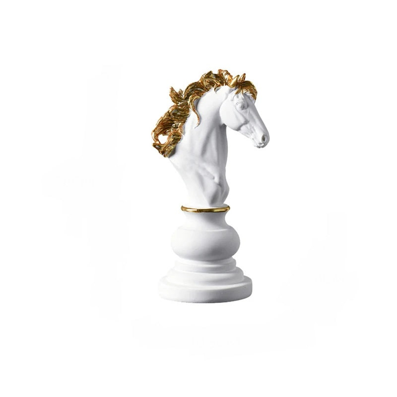 Anyhouz Home Figurine Chess Piece White Knight Medium Resin for Living Room Desktop Decoration Accessories Gifts-Sculptures & Statues-PEROZ Accessories