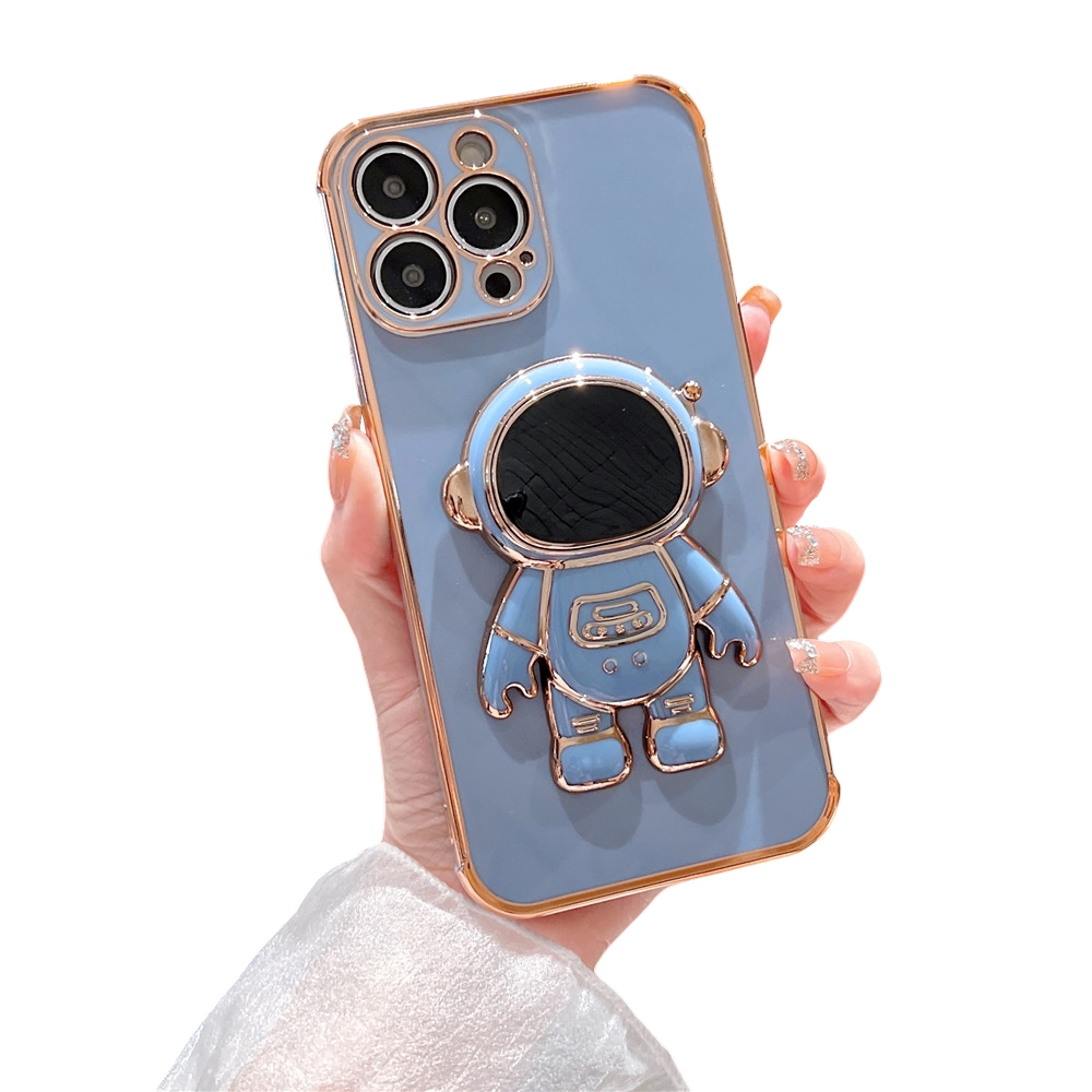 Anymob iPhone Case Dark Blue Astronaut Folding Stand Shockproof Bumper Soft Silicone Cover-Mobile Phone Cases-PEROZ Accessories
