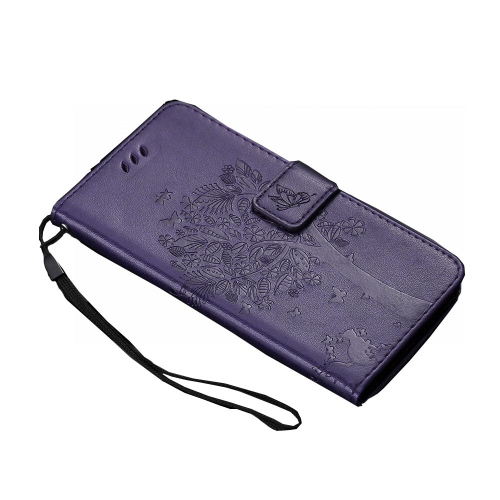 Anymob Huawei Phone Case Dark Blue Flip Leather 3D Tree Shell Wallet Cover-PEROZ Accessories