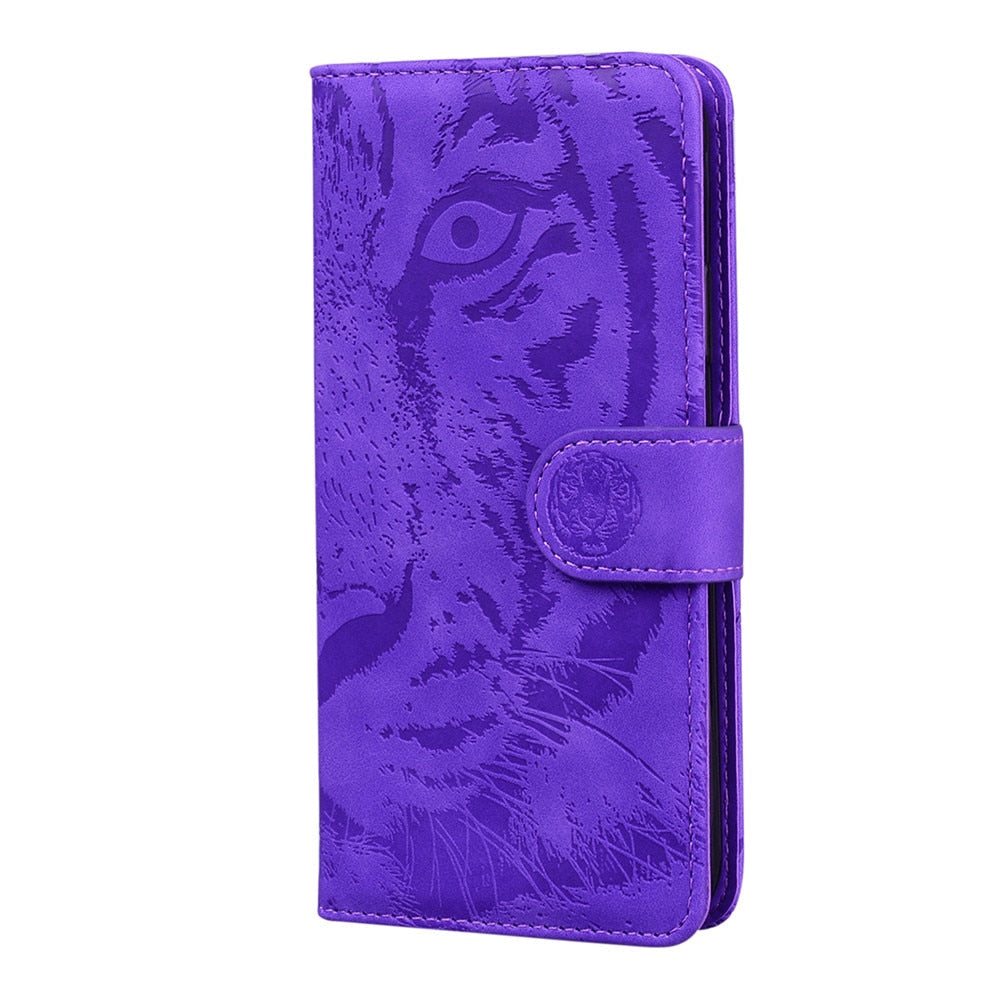 Anymob iPhone Violet Flip Leather Case Tiger Wallet Cover Book Style With Card Slot Cover-Mobile Phone Cases-PEROZ Accessories