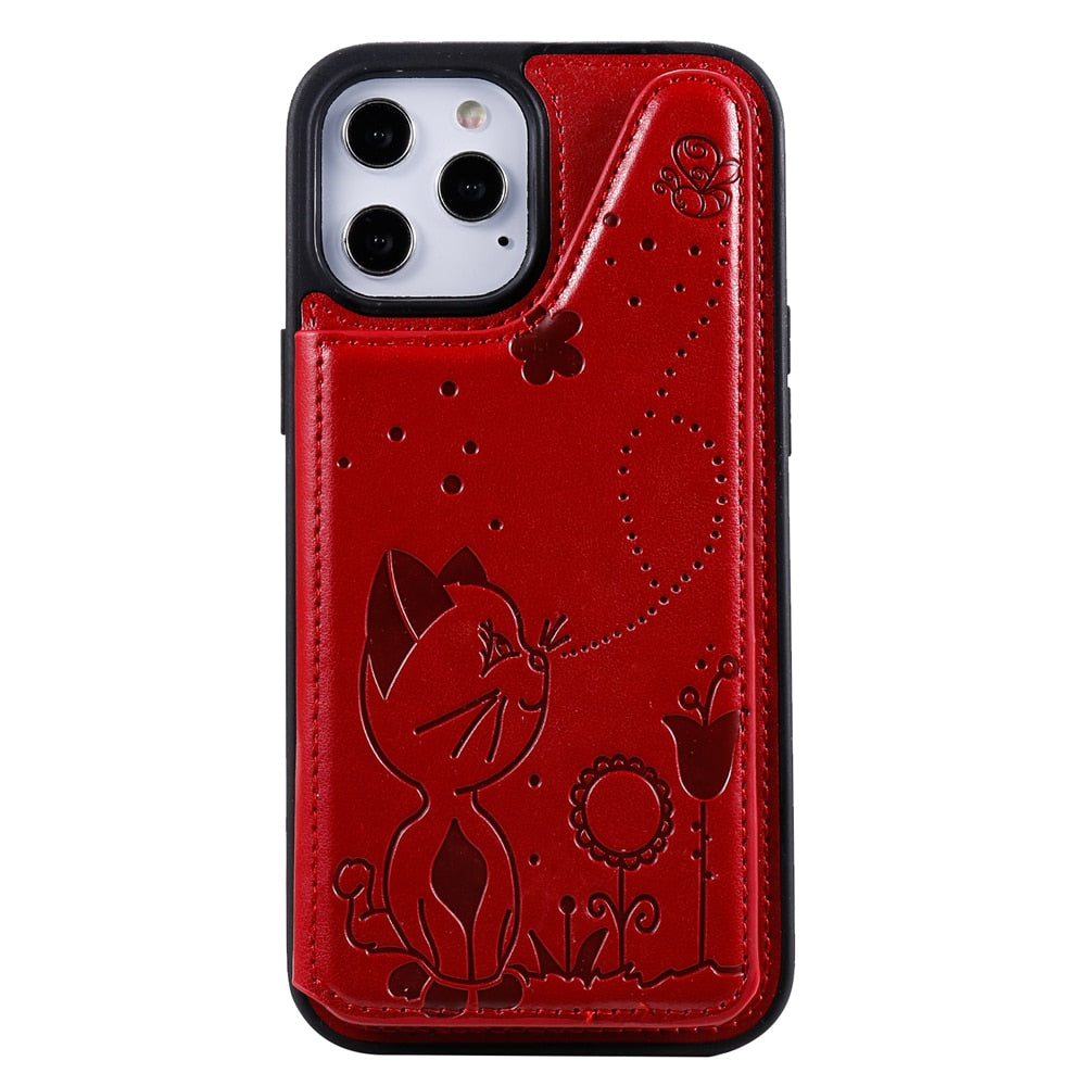 Anymob iPhone Case Red Flip Leather Holder Stand Book Cover-Mobile Phone Cases-PEROZ Accessories