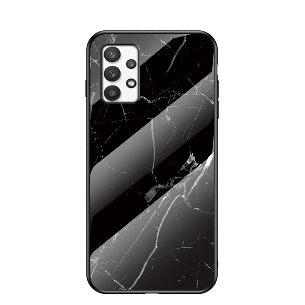 Anymob Samsung Black Marble Pattern Case Shockproof Glass Phone Cover-Mobile Phone Cases-PEROZ Accessories