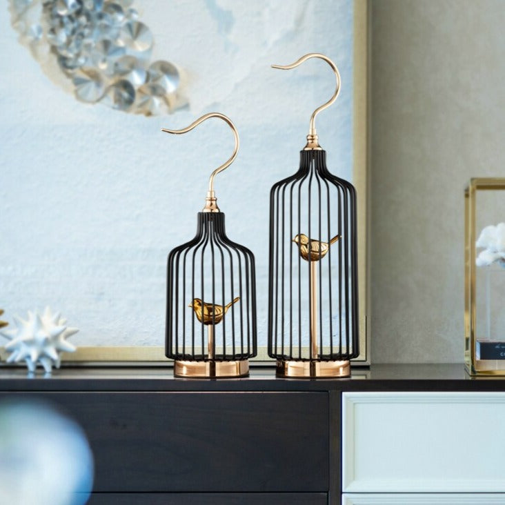 Anyhouz 52cm Golder Handle Birdcage Tabletop Home Decor Modern Art Living Room Display House Decorative Crafts Metal Ornaments-Tabletop Decor-PEROZ Accessories