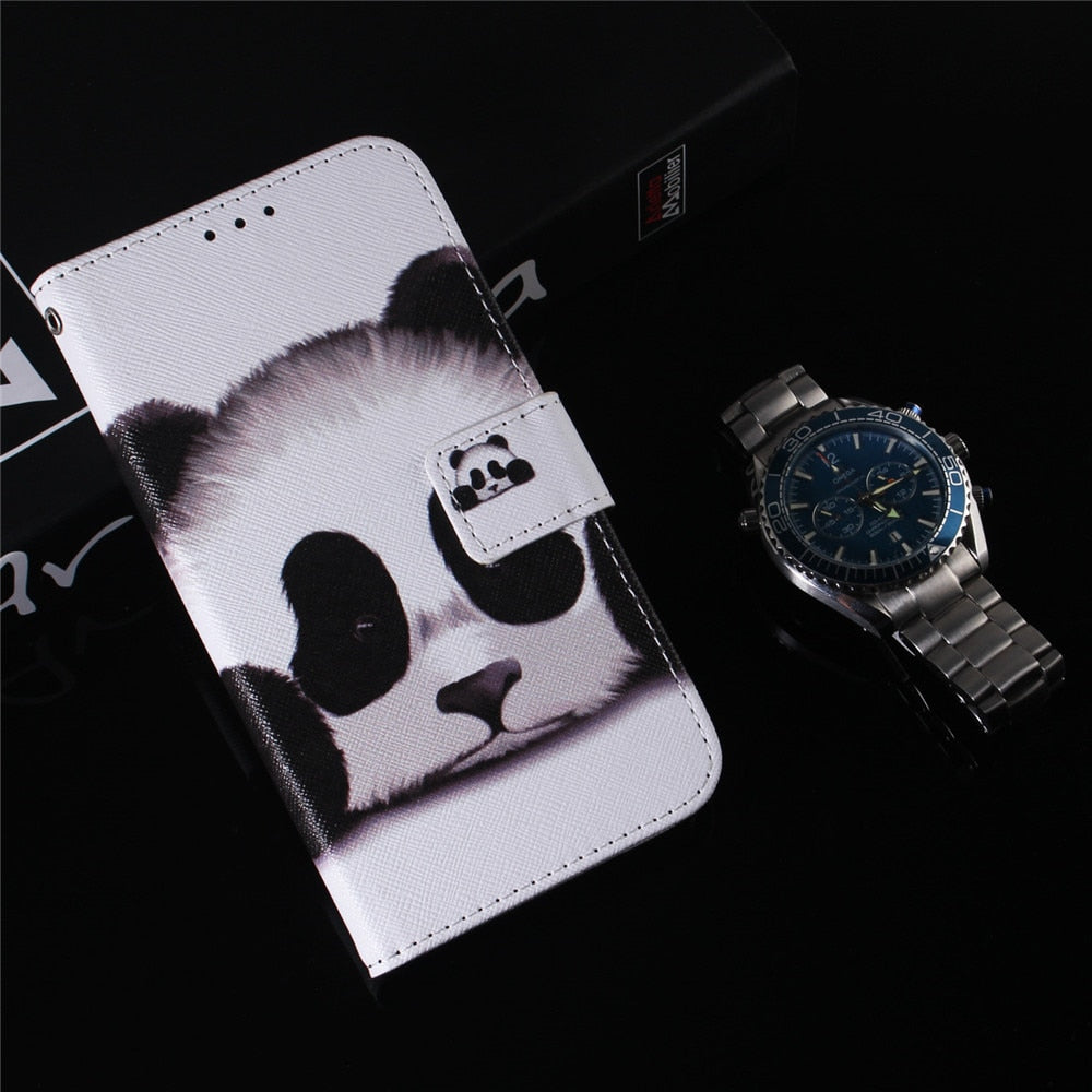 Anymob iPhone Case Panda Magnetic Flip Leather Animal painting Card slot Wallet Book Style Phone Cover-Mobile Phone Cases-PEROZ Accessories