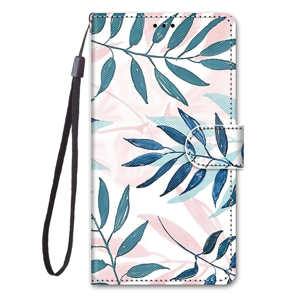 Anymob iPhone Case Green Leaf Lovely Cartoon Cat Phone Bag Flip Wallet Leather Protection Cover-Mobile Phone Cases-PEROZ Accessories
