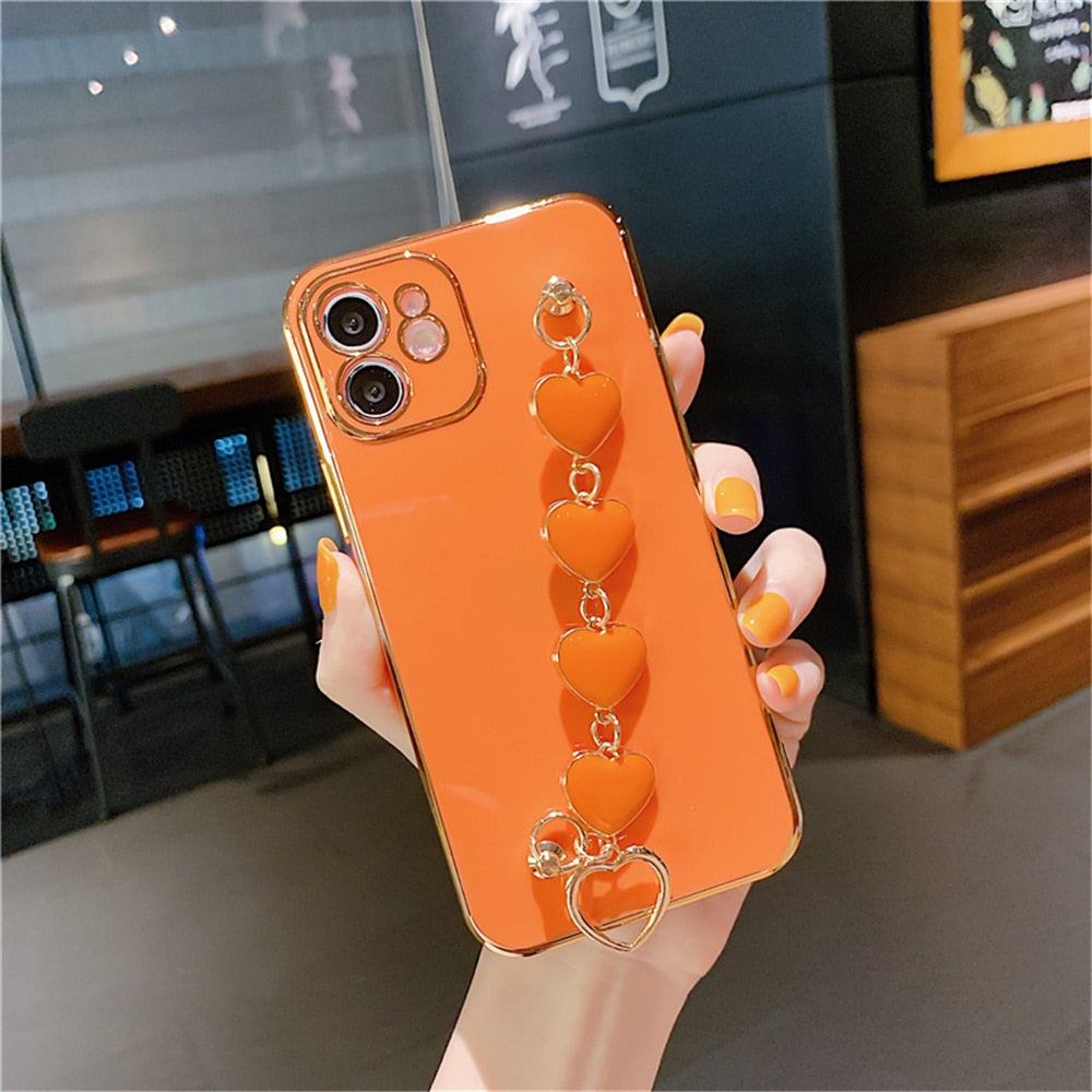 Anymob iPhone Case Orange Soft Silicone Bracelet Camera Protection Cover With Wristband-Mobile Phone Cases-PEROZ Accessories