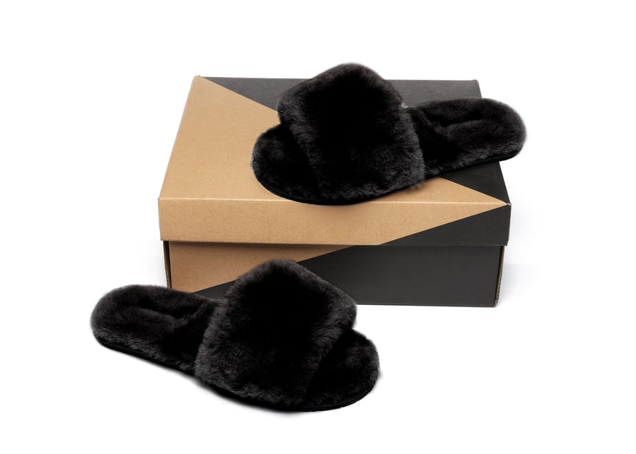 Australian Shepherd UGG Slipper Wool Fluffy Slides Nala-Slides-PEROZ Accessories