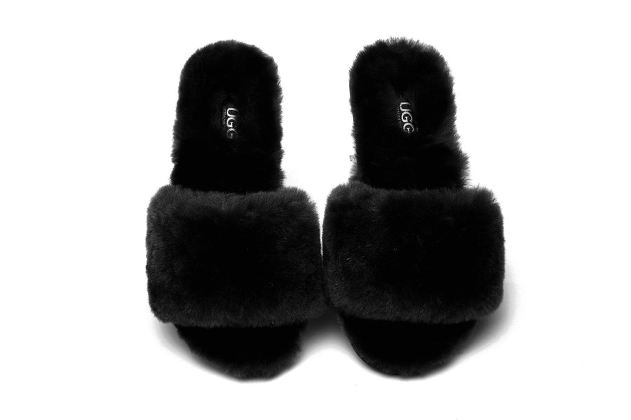 Australian Shepherd UGG Slipper Wool Fluffy Slides Nala-Slides-PEROZ Accessories