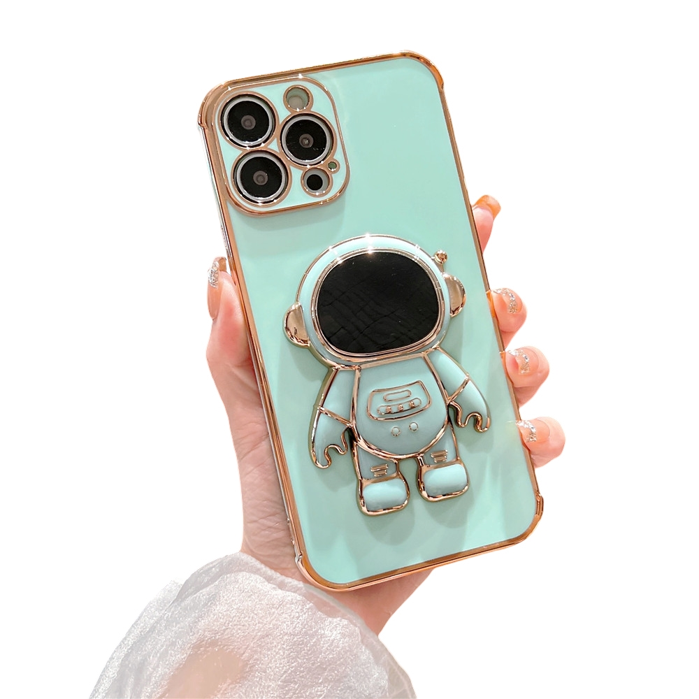 Anymob iPhone Case Green Astronaut Folding Stand Shockproof Bumper Soft Silicone Cover-Mobile Phone Cases-PEROZ Accessories