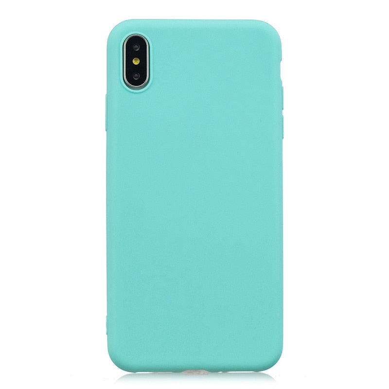 Anymob iPhone Case Sky Blue Simple Solid Color Ultra thin Soft TPU Cases Candy Color Back Cover-Mobile Phone Cases-PEROZ Accessories