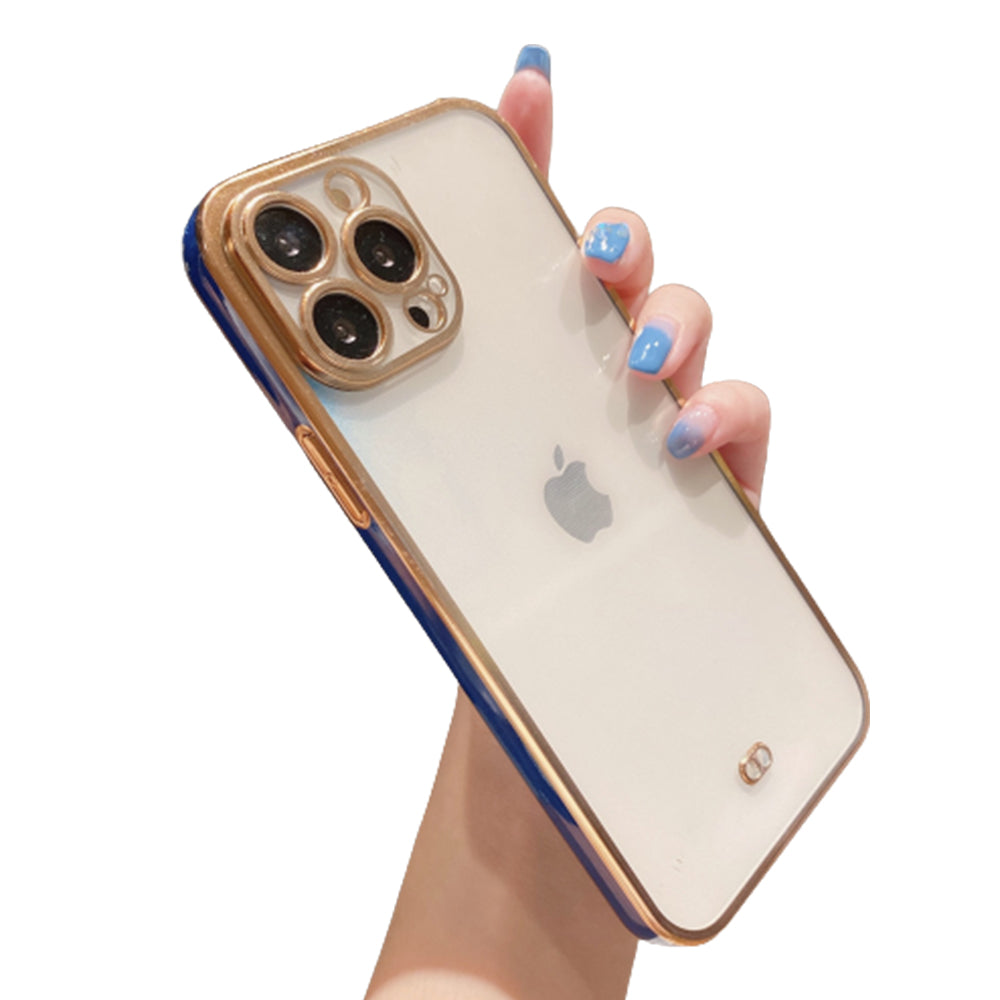 Anymob iPhone Case Blue Luxury Plating Square Frame Silicon Transparent Cover-Mobile Phone Cases-PEROZ Accessories